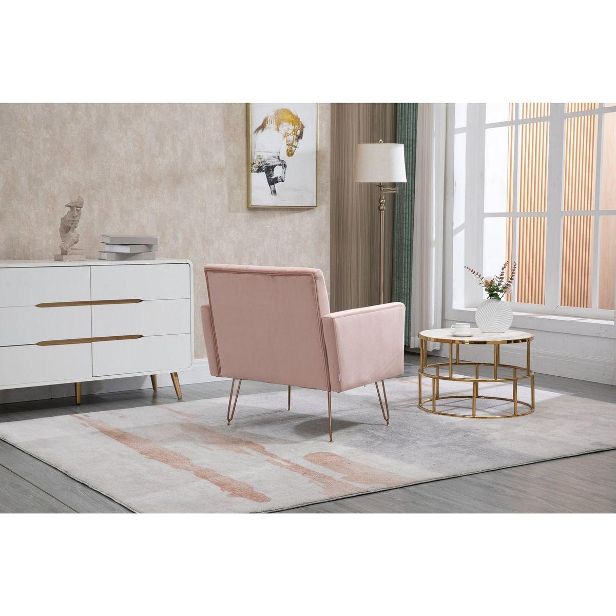 Accent Chair, leisure single sofa with Rose Golden feet