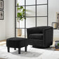 Swivel Accent Chair 360 Comfy Recliner Corduroy Arm Chair Single Sofa with Ottoman for Living Room Bedroom,Black