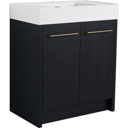 30 Inch Freestanding Bathroom Vanity with Resin Sink, With Soft Closing Door, KD-Package