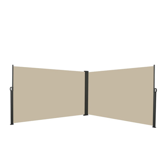 Retractable Side Awning, 276 x 71 in, Waterproof and UV-Resistant, Roll-up Privacy Screen for Balcony, Beige - Streamdale Furniture