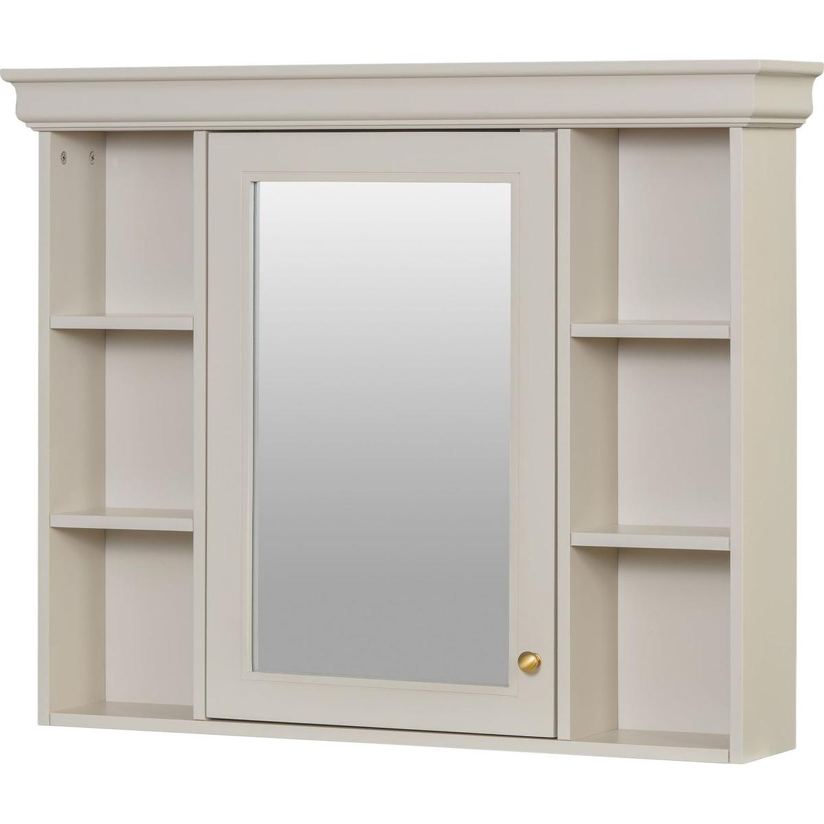 35" x 28" Blue Wall Mounted Bathroom Storage Cabinet with Mirror Door, Modern Bathroom Wall Cabinet with Mirror, Medicine Cabinet with 6 Open Shelves