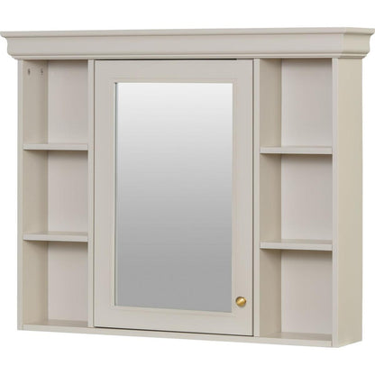 35" x 28" Blue Wall Mounted Bathroom Storage Cabinet with Mirror Door, Modern Bathroom Wall Cabinet with Mirror, Medicine Cabinet with 6 Open Shelves