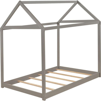 Twin Size Wooden House Bed, Gray(New)