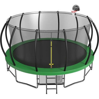 15FT Trampoline with Basketball Hoop - Recreational Trampolines with Ladder ,Shoe Bag and Galvanized Anti-Rust Coating