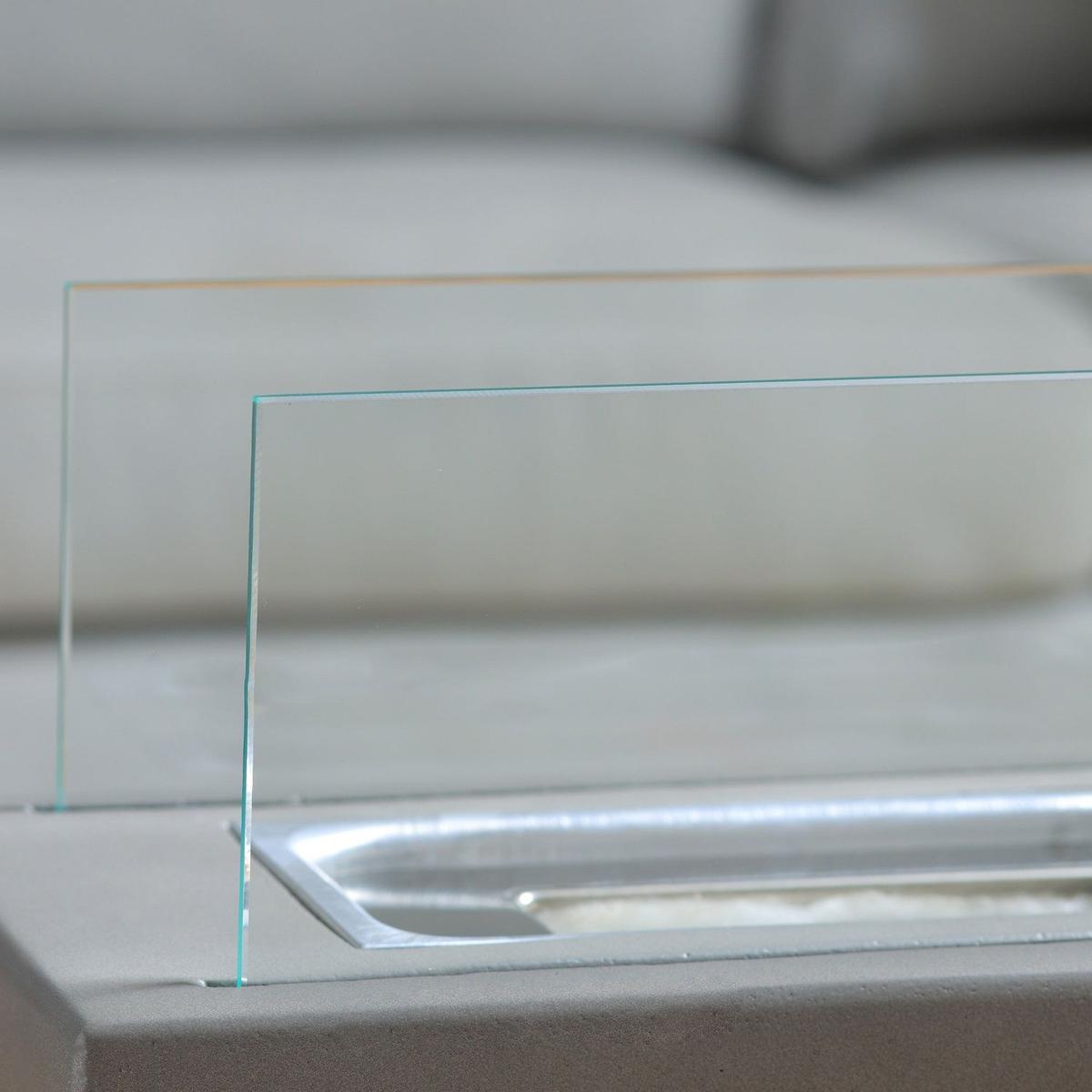 Tabletop Fireplace, 13" Concrete Alcohol Fireplace with Stainless Steel Lid for Indoor and Outdoor, 0.04 Gal Max 195 Sq. Ft., Light Grey