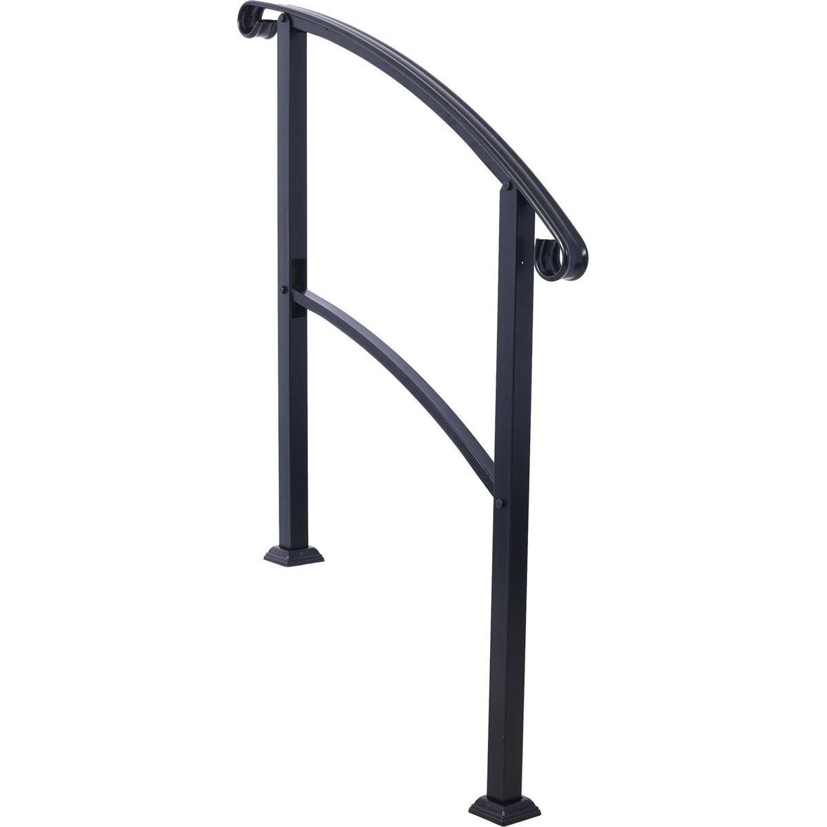 Handrails for Outdoor Steps, Fit 1 or 3 Steps Outdoor Stair Railing, White Wrought Iron Handrail, Flexible Front Porch Hand Rail, Transitional Handrails for Concrete Steps or Wooden Stairs