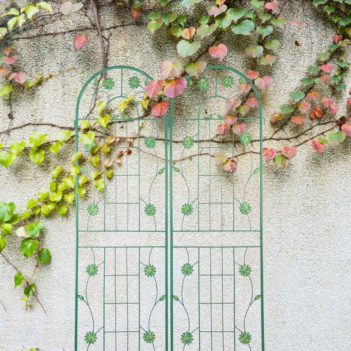4 Pack Metal Garden Trellis 71" x 19.7" Rustproof Trellis for Climbing Plants Outdoor Flower Support Green