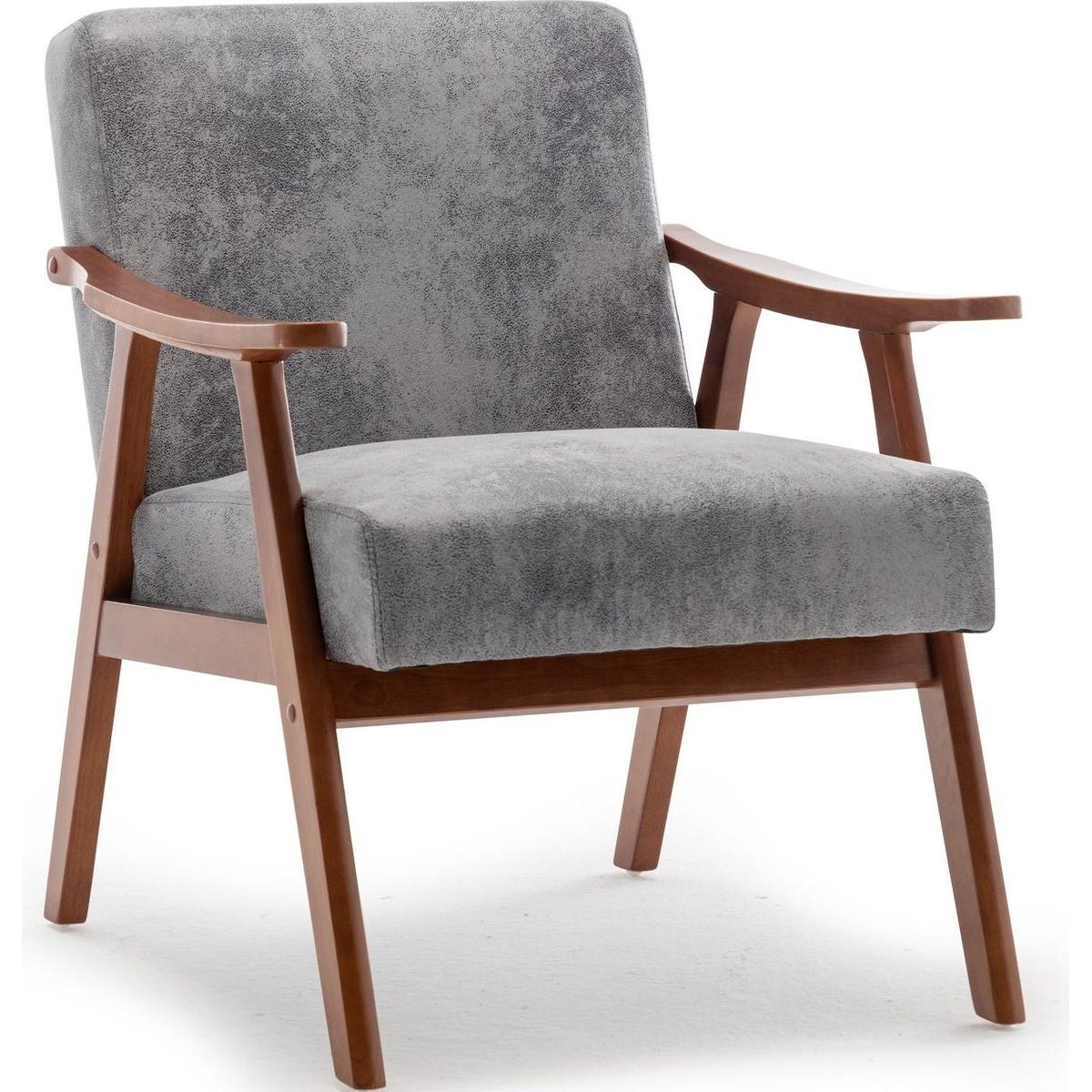 Mid-Century Modern Chair, Living Room Chair with Solid Wood Frame, Accent Chair Extra-Thick Backrest, Wingback Chair for Bedroom, Reading Room, Living Room, Lounge Chair Indoor