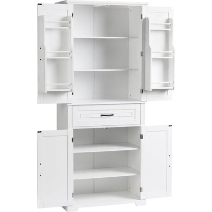 Bathroom Storage Cabinet with Doors and Drawer, Multiple Storage Space, Adjustable Shelf, White
