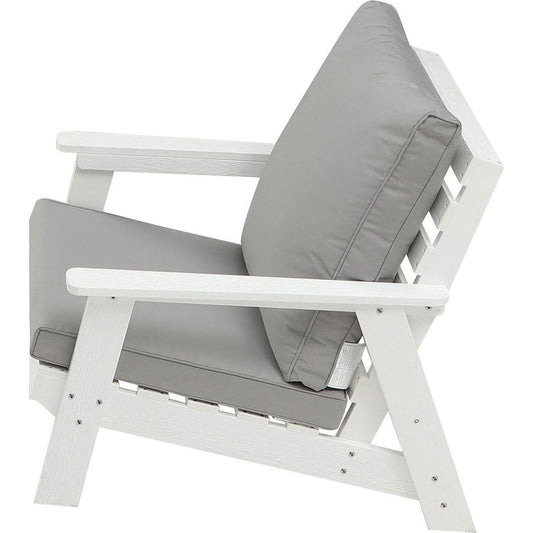 HIPS All-Weather Outdoor Single Sofa with Cushion, White/Grey