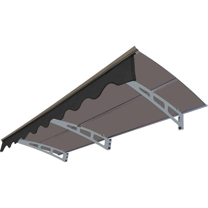 GarLUGH DA7934C Series Door Window Awning Canopy Made of 0.137 Inch Thick Crystal Solid Polycarbonate Sheet and Aluminum Alloy with Valance in size of 79" Wide x 34" Deep for Masonry Concrete Wall