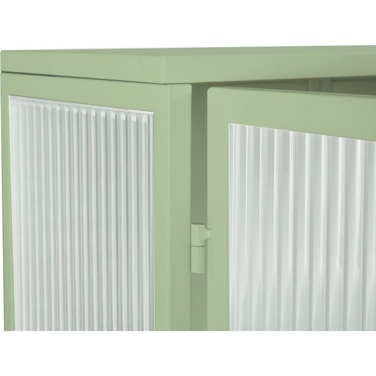 23.62"Glass Doors Modern Two-door Wall Cabinet with Featuring Two-tier Enclosed Storage, an Open Shelf, and Towel Rack, for Entryway Living Room Bathroom Dining Room,Green