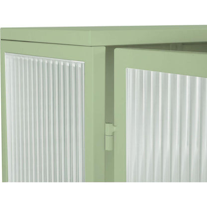 23.62"Glass Doors Modern Two-door Wall Cabinet with Featuring Two-tier Enclosed Storage, an Open Shelf, and Towel Rack, for Entryway Living Room Bathroom Dining Room,Green