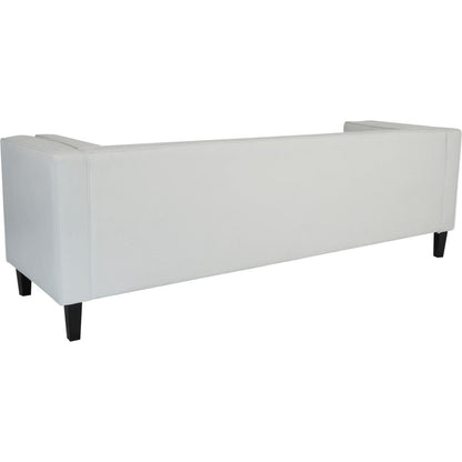 3-Seater Sofa, Upholstered Tufted Coach, Velvet Sofa, Ivory White