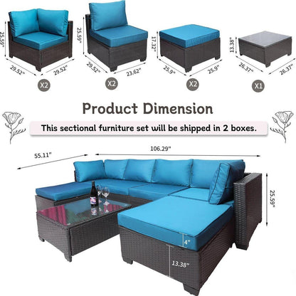 Outdoor Garden Patio Furniture 7-Piece PE Rattan Wicker Cushioned Sofa Sets and Coffee Table, patio furniture set;outdoor couch;outdoor couch patio furniture;outdoor sofa;patio couch