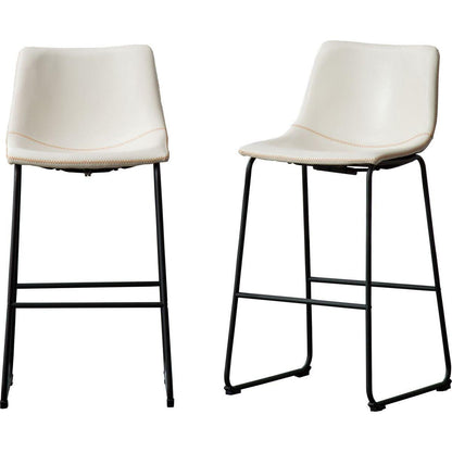 Lotusville Vintage PU Leather Barstools, Set of 2, White