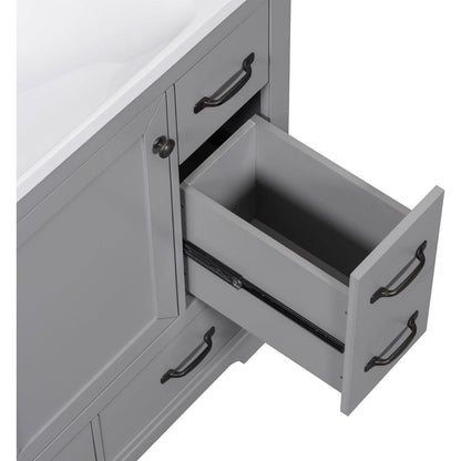 36" Bathroom Vanity with Sink Combo, Six Drawers, Multi-Functional Drawer Divider, Adjustable Shelf, Grey