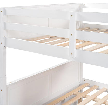 Full Over Full Bunk Bed with Twin Size Trundle, White