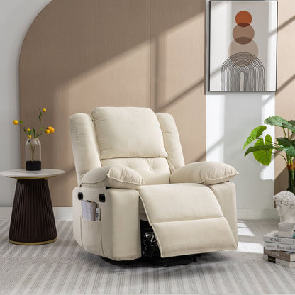 Massage Recliner,Power Lift Chair for Elderly with Adjustable Massage and Heating Function,Recliner Chair with Infinite Position and Side Pocket for Living Room, Beige