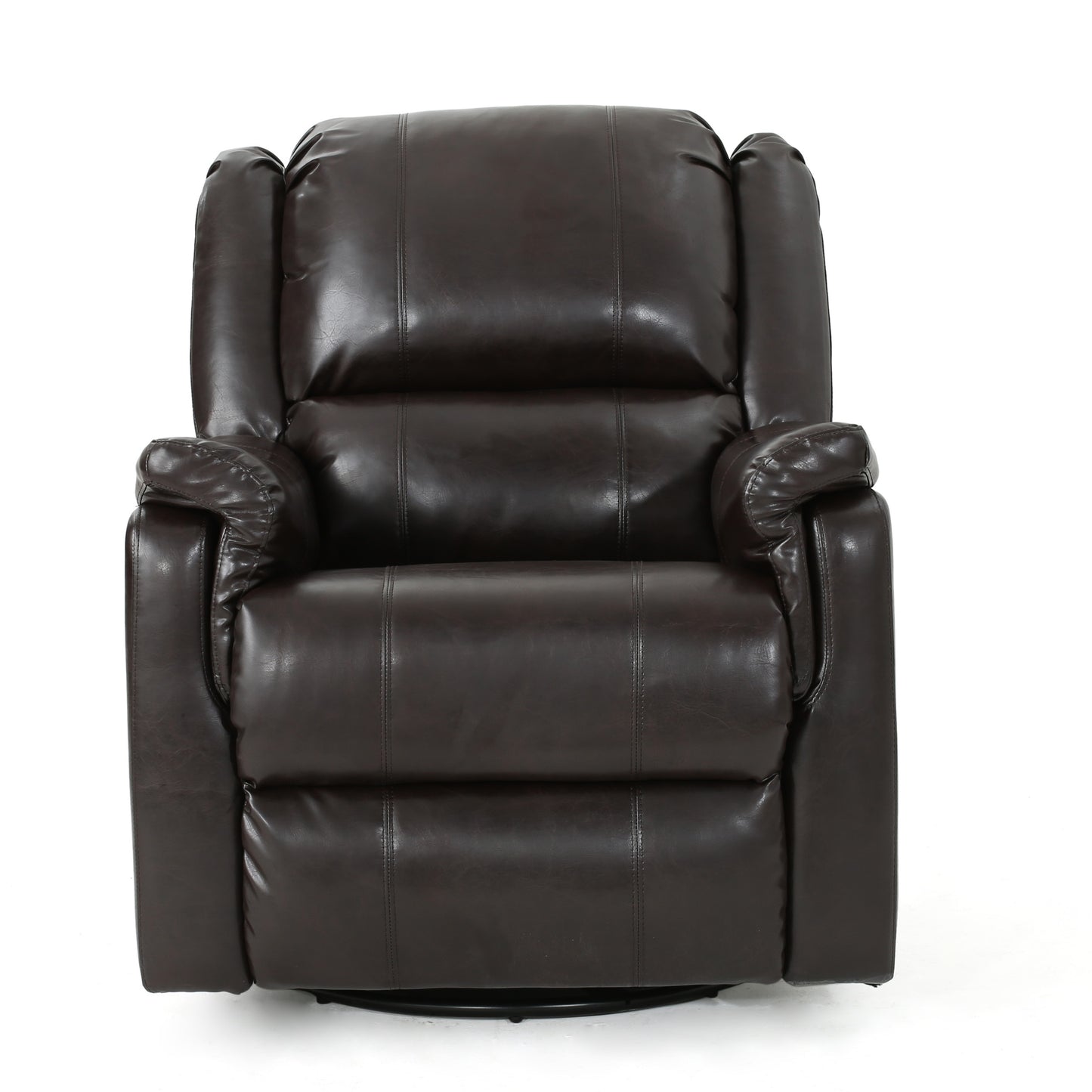 Brown PU Glider Recliner with Swivel, Manual Reclining Chair