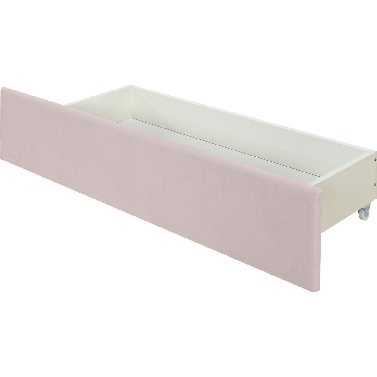 Queen Size Upholstered Platform Bed with 2 Drawers and 1 Trundle, Classic Metal Strip Headboard Design, Pink