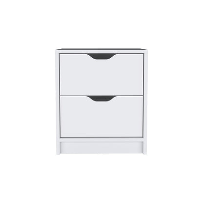 Nightstand Gandu, Two Drawers, White Finish