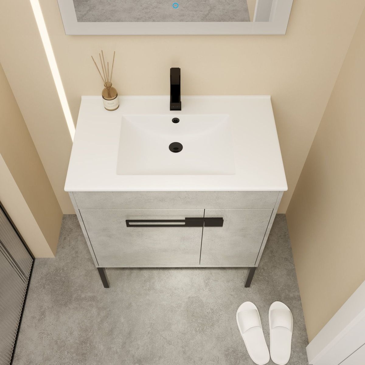 30 Inch Bathroom Vanity with Sink, Freestanding Bathroom Vanity or Floating is Optional Conversion-00330CG-1-BL9075B(KD-Packing)