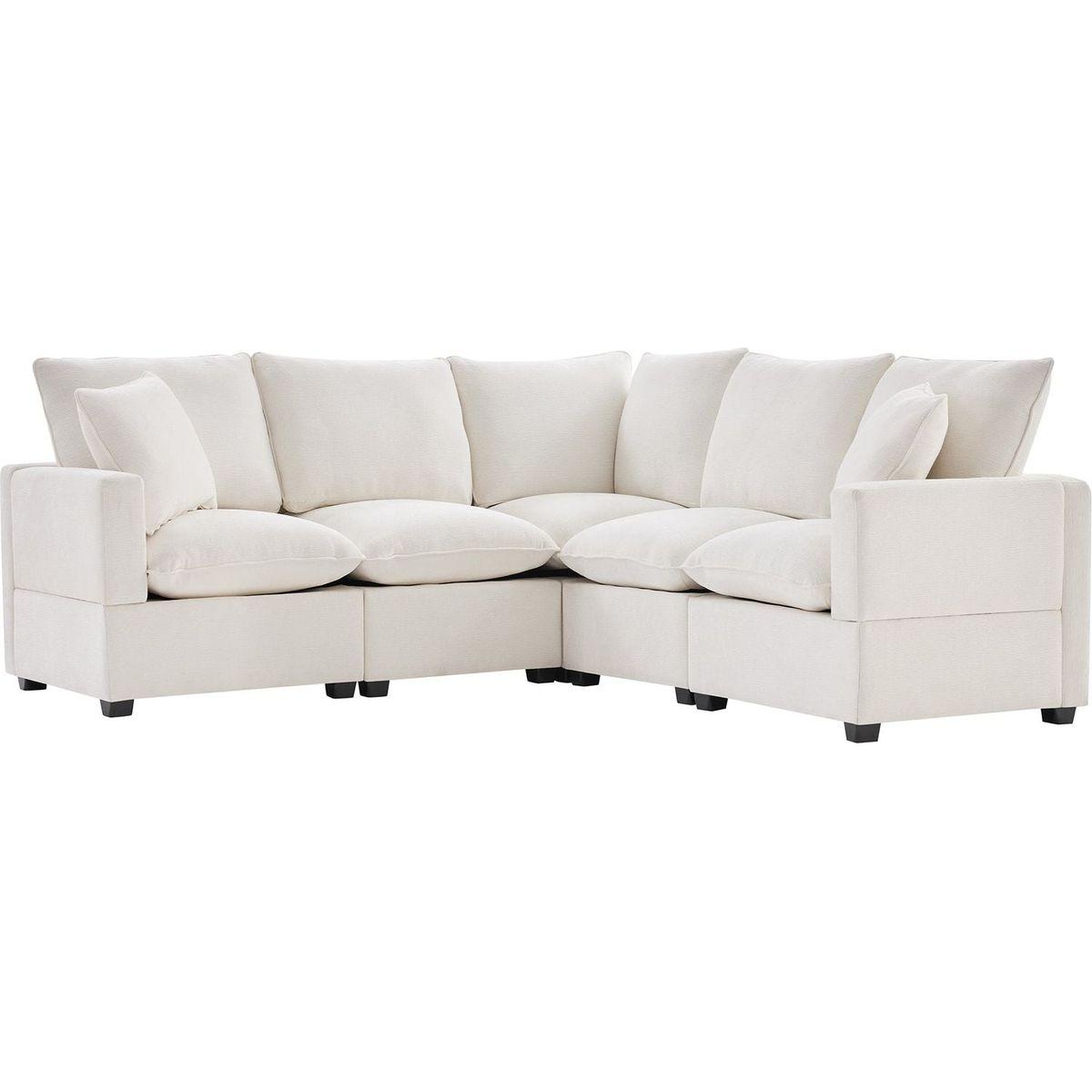 84x84" Modern L Shape Modular Sofa, 5 Seat Chenille Sectional Couch Set with 2 Pillows Included, Freely Combinable Indoor Funiture for Living Room, Apartment, Office, 2 Colors