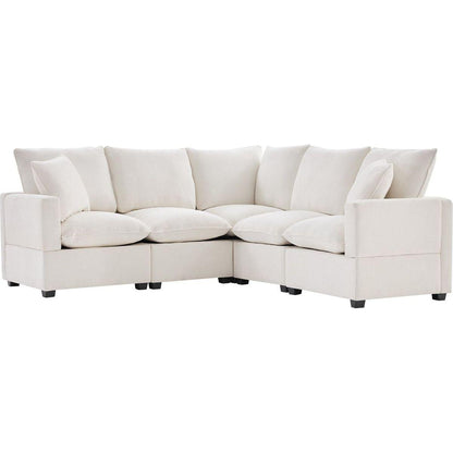 84x84" Modern L Shape Modular Sofa, 5 Seat Chenille Sectional Couch Set with 2 Pillows Included, Freely Combinable Indoor Funiture for Living Room, Apartment, Office, 2 Colors