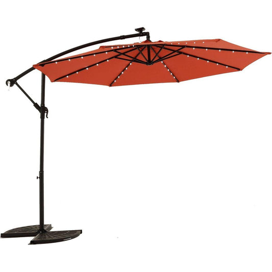 10ft Solar LED Offset Hanging Market Patio Umbrella (orange)
