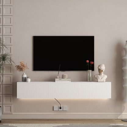 Floating TV Stand Wall Mounted with 16 Color LEDs,69' Modern TV Stand, Floating TV Cabinet Entertainment Center for 55 60 65 Inch TV,