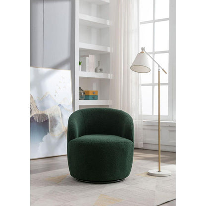 Teddy Fabric Swivel Accent Armchair Barrel Chair With Black Powder Coating Metal Ring,Dark Green