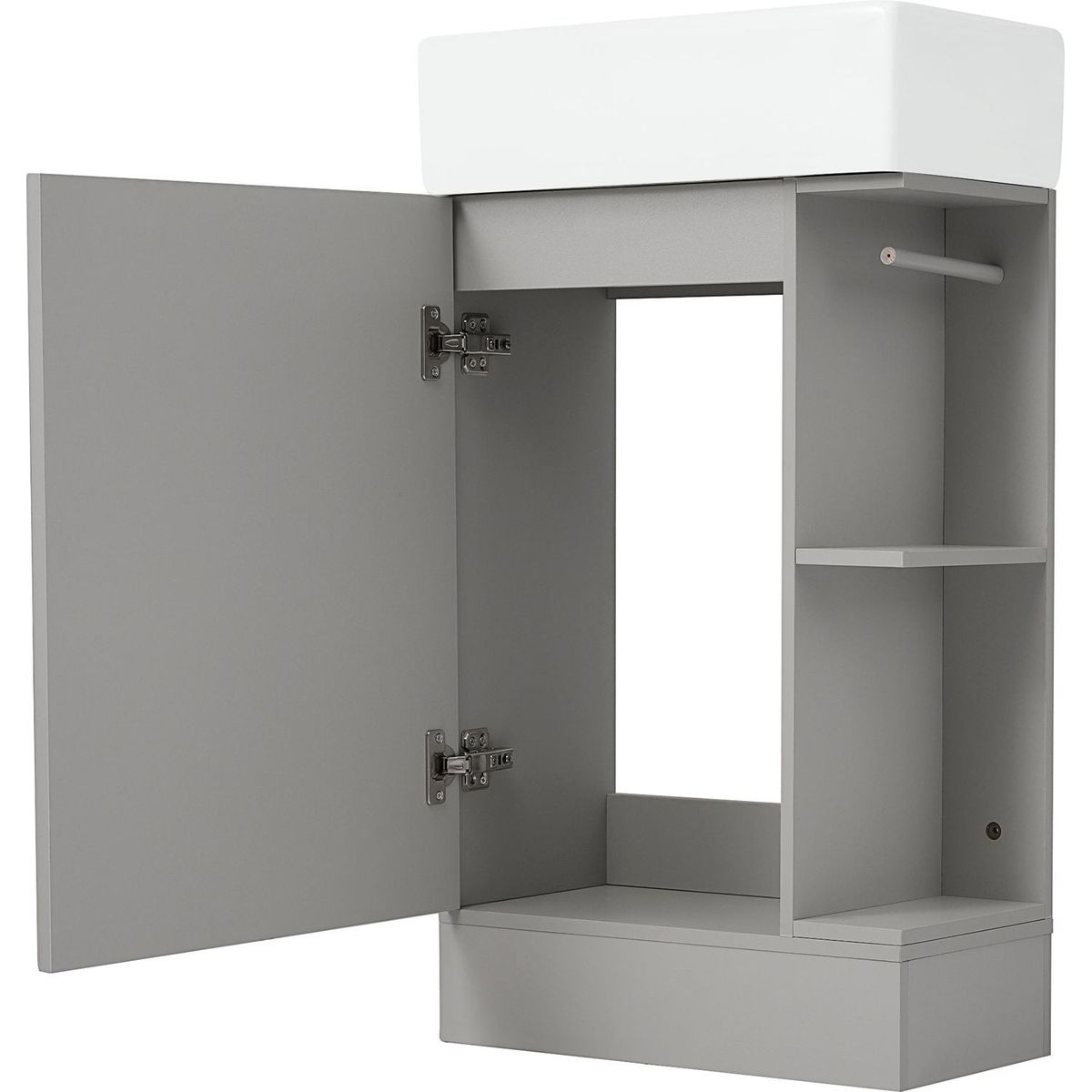 18.6" Bathroom Vanity with Sink, Bathroom Vanity Cabinet with Two-tier Shelf, Left or Right Orientation, Grey