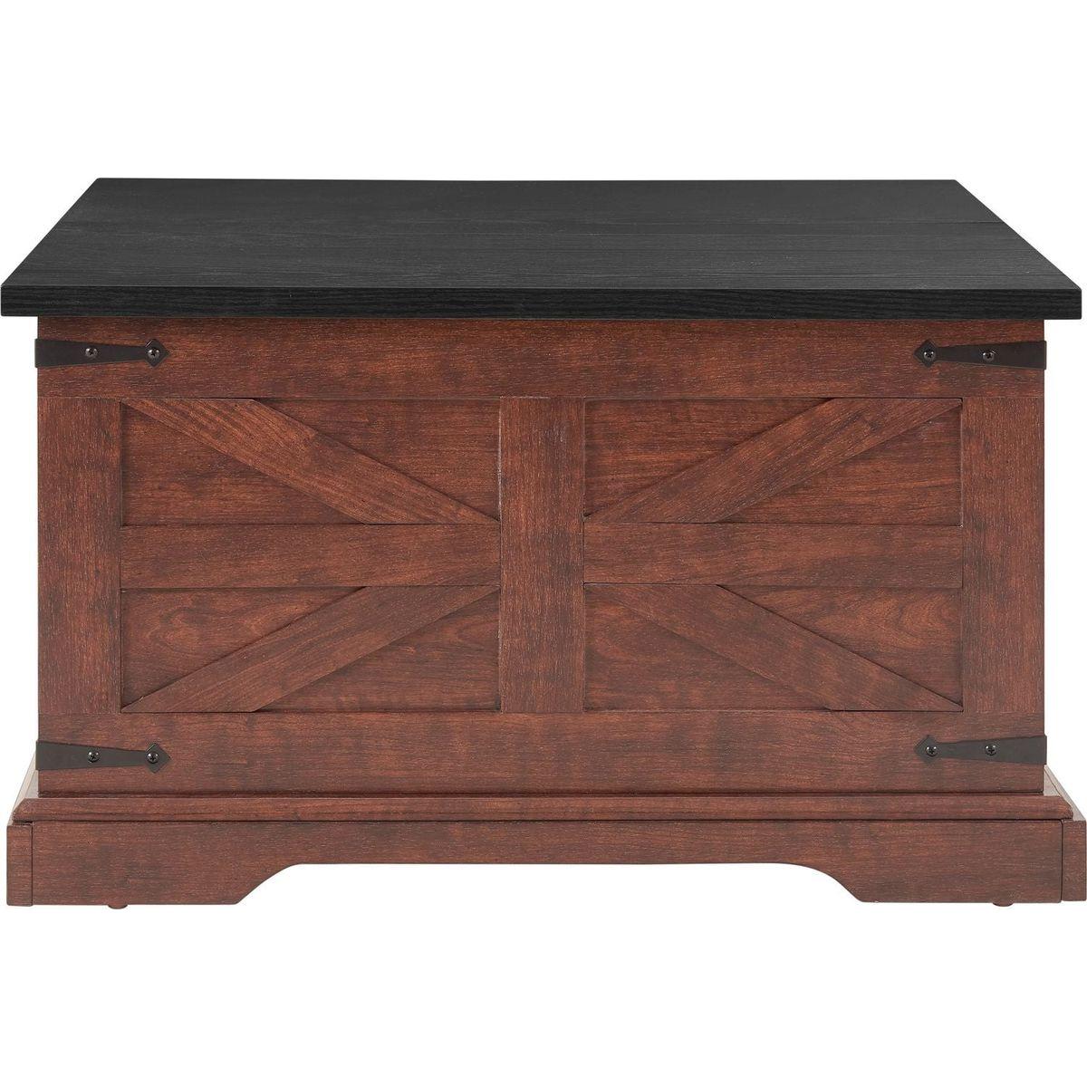 Farmhouse Coffee Table, Square Wood Table with Large Hidden Storage Compartment for Living Room, Barn design Center Table Rustic Cocktail Table with Hinged Lift Top for Home L31.5"xW31.5"xH18 OAK