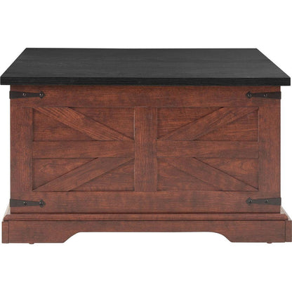 Farmhouse Coffee Table, Square Wood Table with Large Hidden Storage Compartment for Living Room, Barn design Center Table Rustic Cocktail Table with Hinged Lift Top for Home L31.5"xW31.5"xH18 OAK