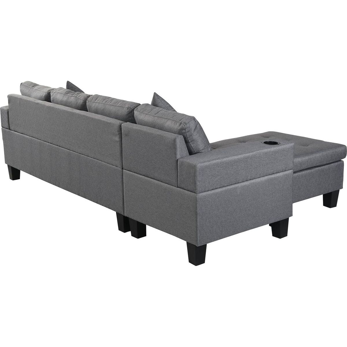 Sectional Sofa Set for Living Room with L Shape Chaise Lounge, cup holder and Left or Right Hand Chaise Modern 4 Seat