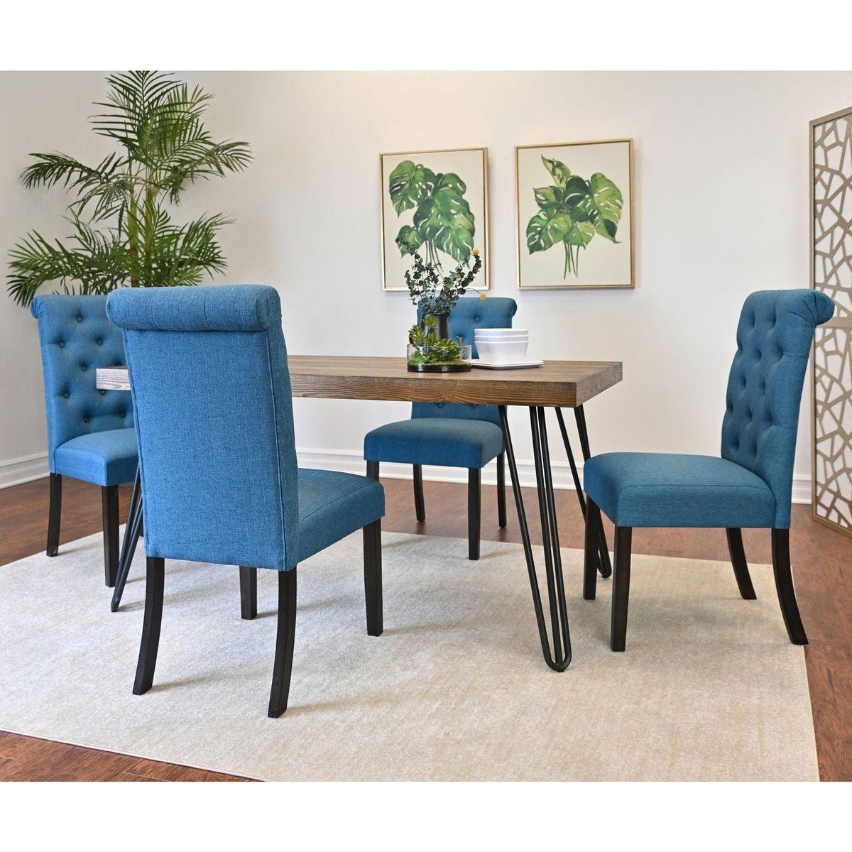 Ashford 6-Piece Dining Set, Hairpin Dining Table with 4 Chairs and Bench, 4 Color Options