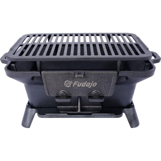 Oval Cast Iron Grill Outdoor, Portable Charcoal Grill and Tabletop Cast Iron Skillet - 100% Cast Iron, Enameled, Durable, Small Charcoal Grill, Camping Stove, Hibachi Grill - Streamdale Furniture