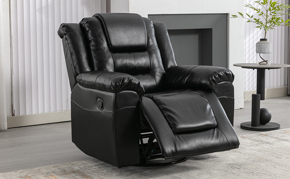 360Swivel and Rocking Home Theater Recliner Manual Recliner Chair with Wide Armrest for Living Room,Bedroom, Black