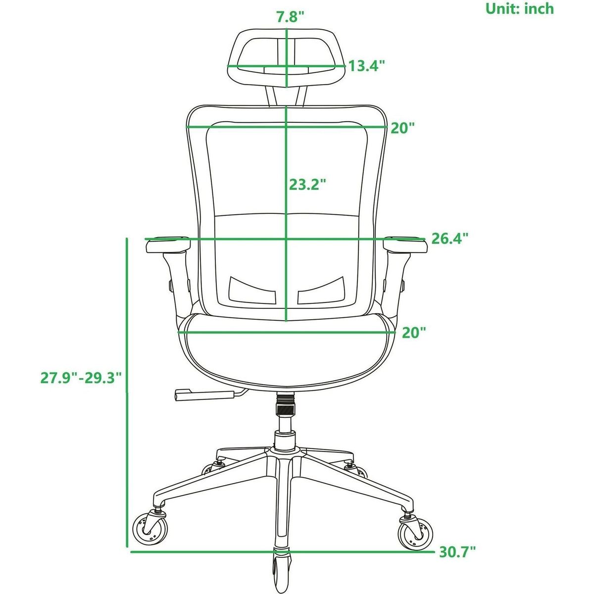 GREY Ergonomic Mesh Office Chair, High Back - Adjustable Headrest with Flip-Up Arms, Tilt and lock Function, Lumbar Support and blade Wheels, KD chrome metal legs