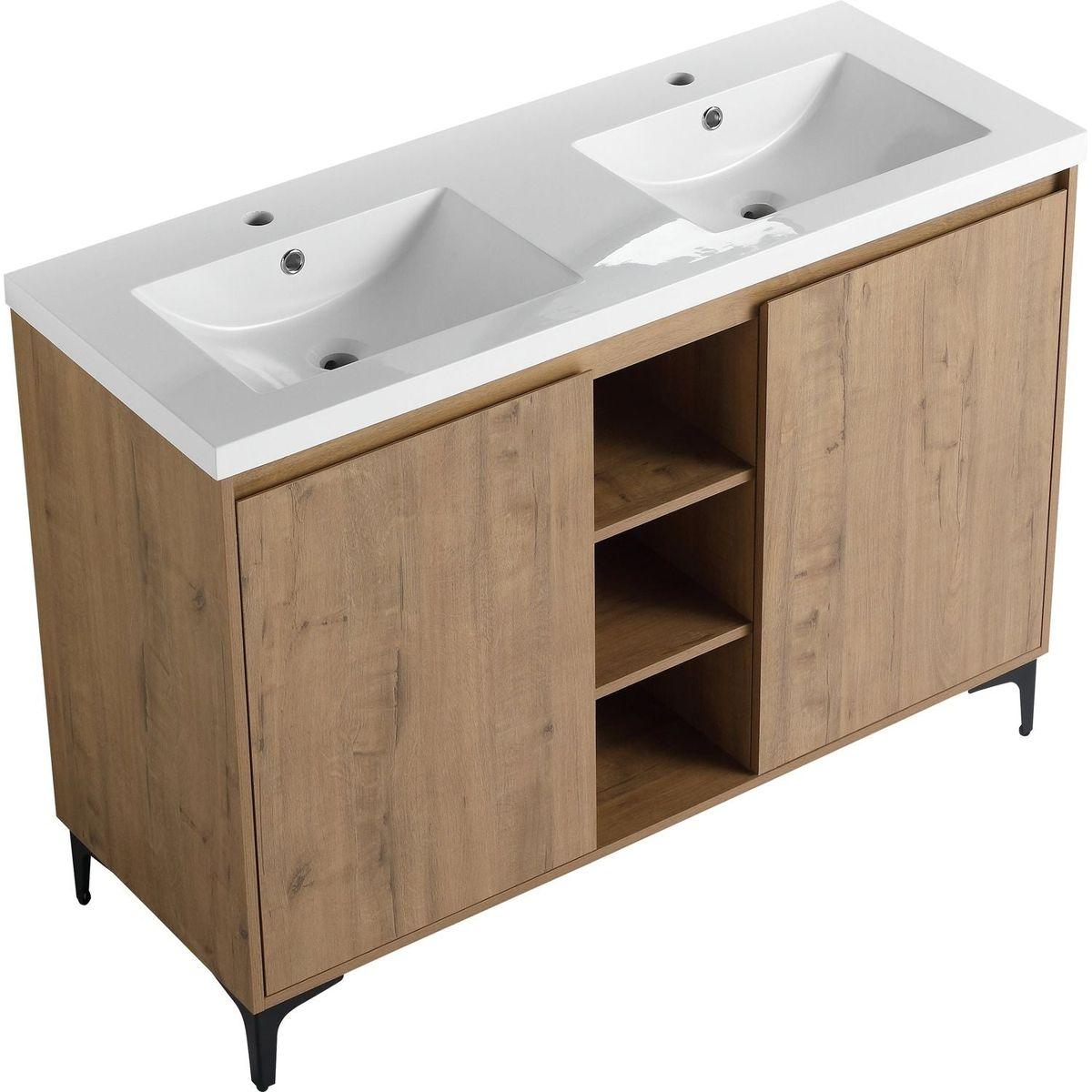 48" Freestanding Bathroom Vanity With Double Sink, Soft Closing Door Hinge (KD-Package)G