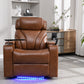 Power Motion Recliner with USB Charging Port and Hidden Arm Storage, Home Theater Seating with Convenient Cup Holder Design, and stereo(Light Brown)