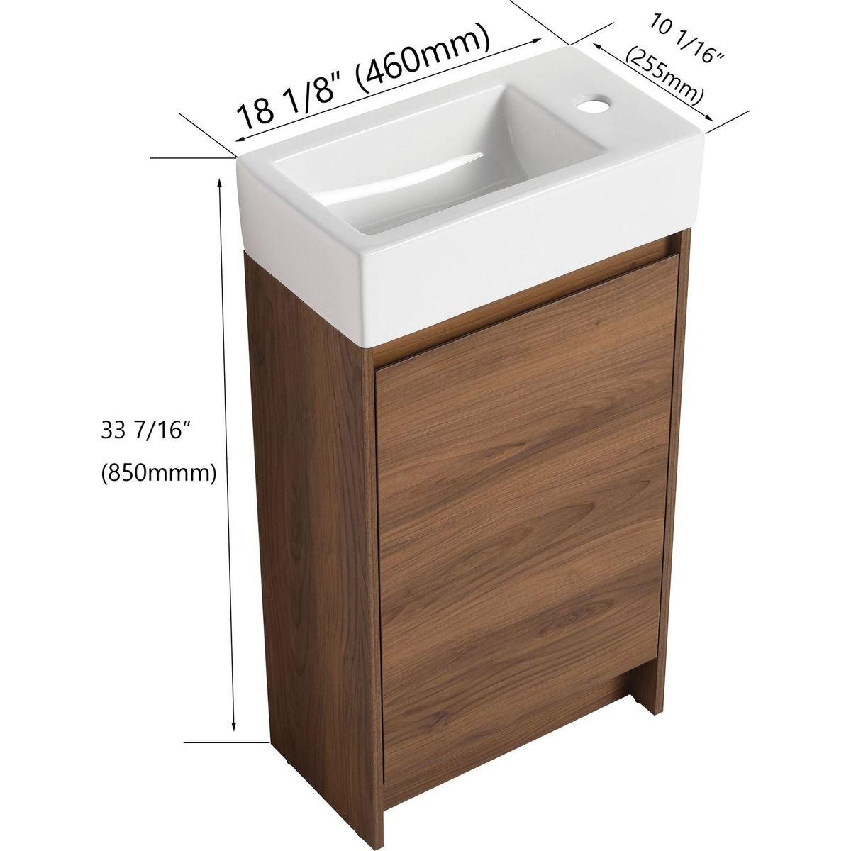 18 Inch Freestanding Bathroom Vanity With Single Sink, Soft Closing Doors, Suitable For Small Bathrooms-BVB03118BRE