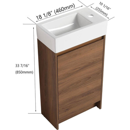 18 Inch Freestanding Bathroom Vanity With Single Sink, Soft Closing Doors, Suitable For Small Bathrooms-BVB03118BRE