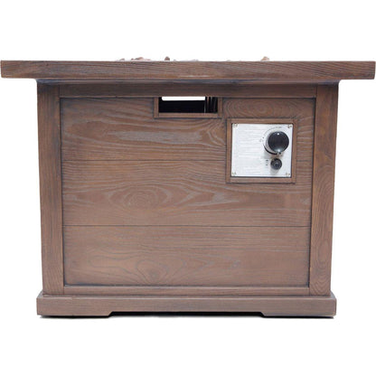 Patio Outdoor 24" H x 32" W Square Gas Burning Concrete Fire Pit Wood Pattern - Brown - 40,000 BTU