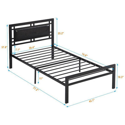 Twin Size metal bed Sturdy System Metal Bed Frame, Modern style and comfort to any bedroom, black
