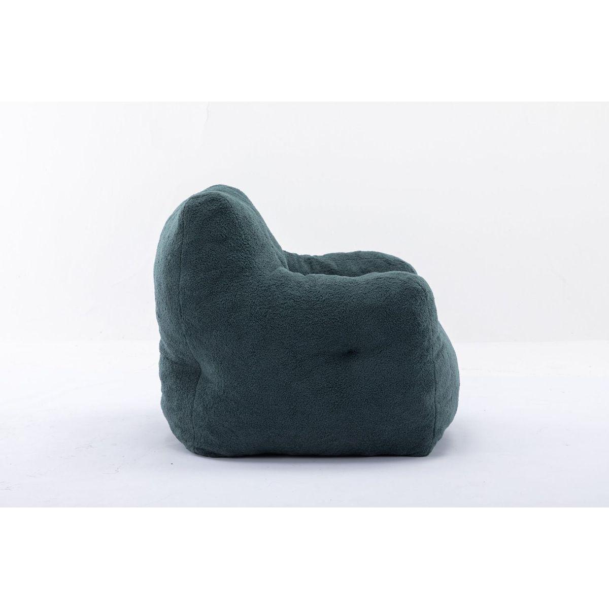 Soft Tufted Foam Bean Bag Chair With Teddy Fabric Green