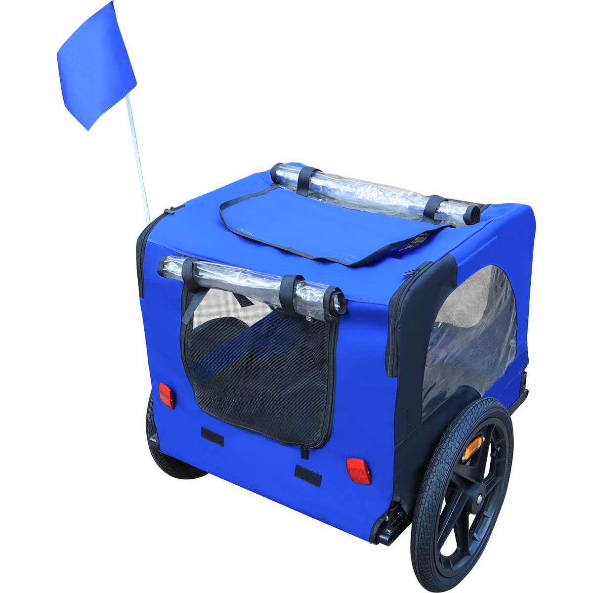 Blue High Quality 16 inch air wheel Pet Bike Trailer for Dogs Foldable Bicycle Pet Trailer