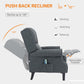 Vibrating Massage Recliner Chair for Living Room, Reclining Wingback Single Sofa with Heat, Linen Fabric Push Back Accent Chair with Footrest, Side Pocket, Charcoal Gray