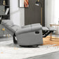 Rocker Recliner Chair with Overstuffed Back and Seat, Faux Leather Manual Reclining Chair with Footrest and 360 Swivel Rotation Base for Living Room, Gray